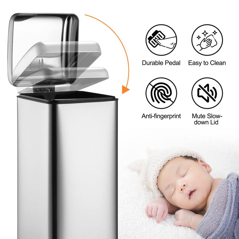 8 Gallon Step Trash Can, with Removable Inner Bucket