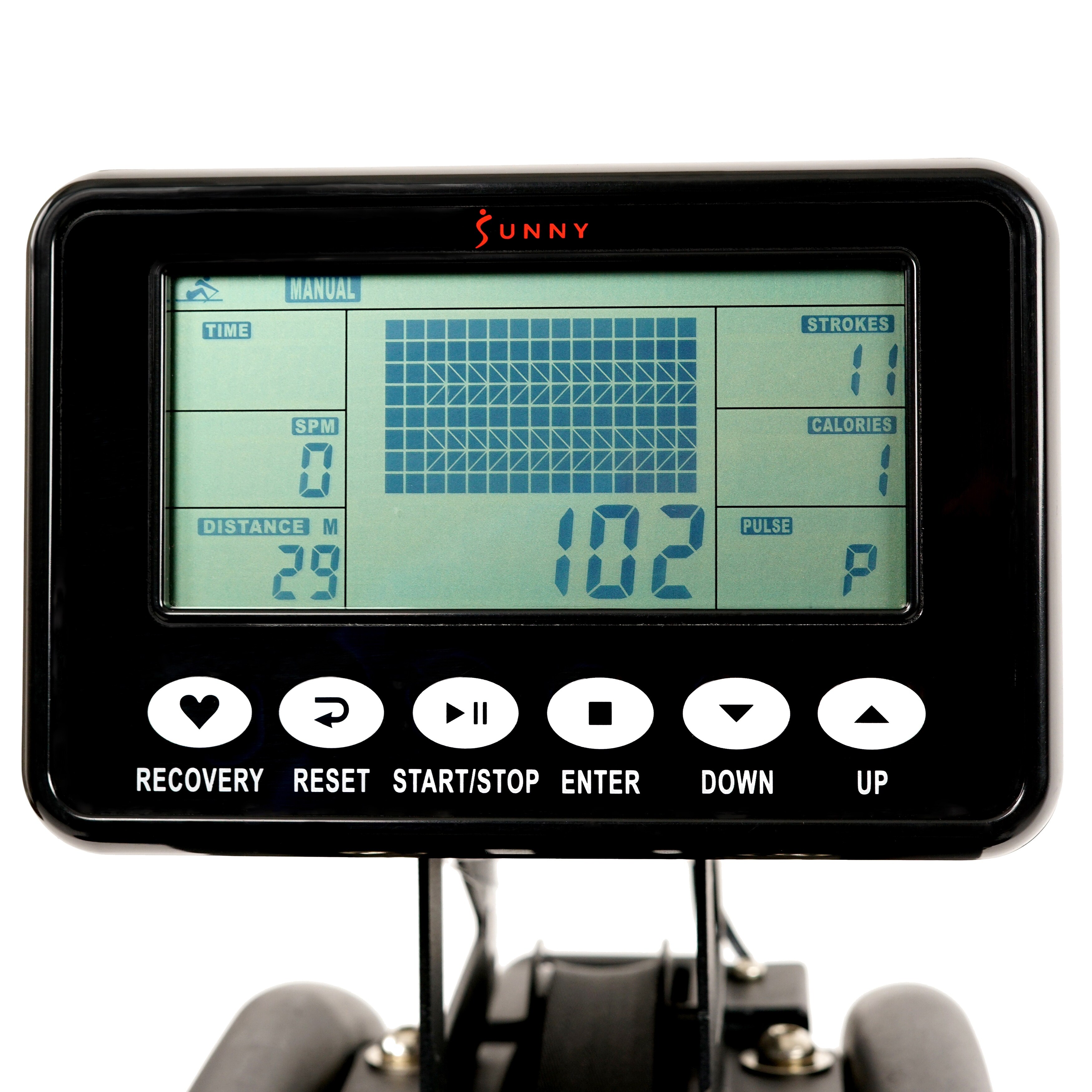 Sunny Health Fitness Obsidian Surge Water Rowing Machine SF