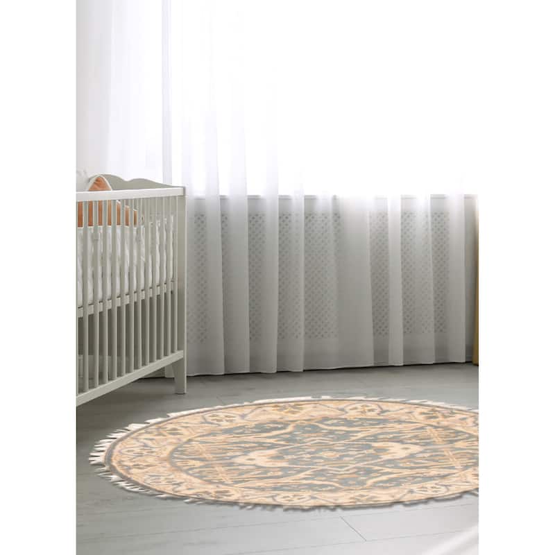 ECARPETGALLERY Hand-knotted Royal Oushak Light Denim Blue Wool Rug - 4'0 x 4'0