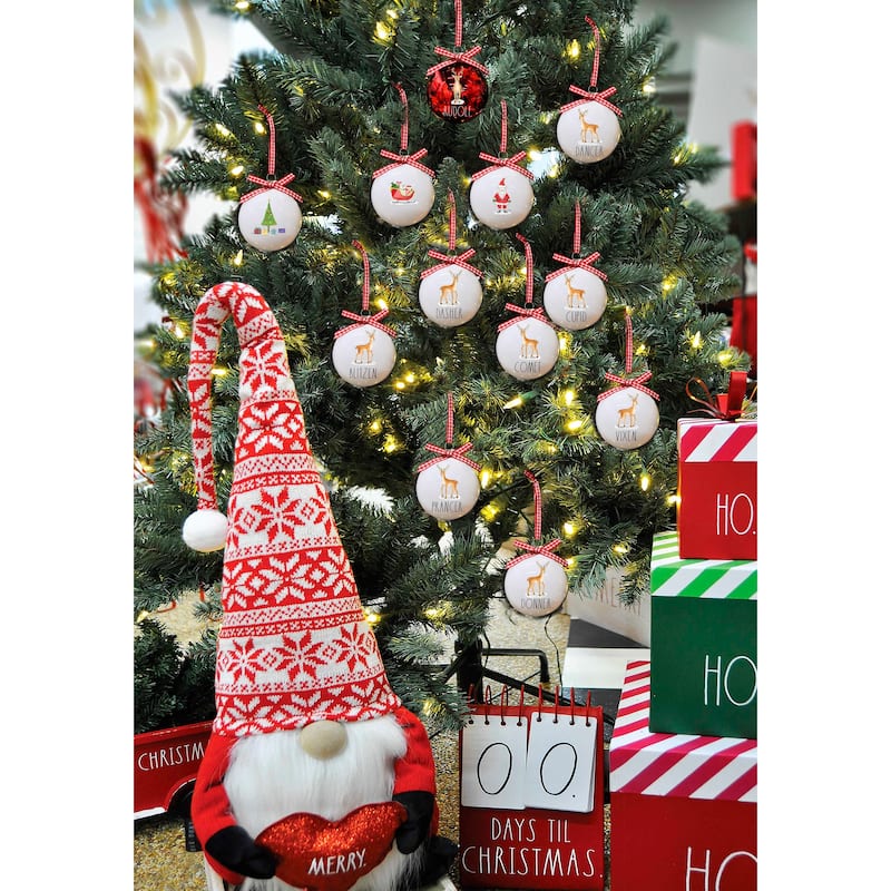 Rae Dunn Set of 12 CHRISTMAS Ornaments - Reindeer Theme - Multi