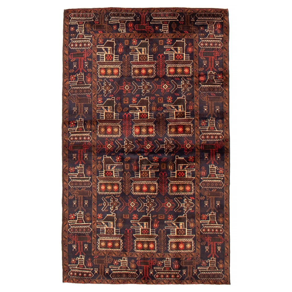 Teimani Navy Rug 3'8" x 6'4" - 3'8 x 6'4