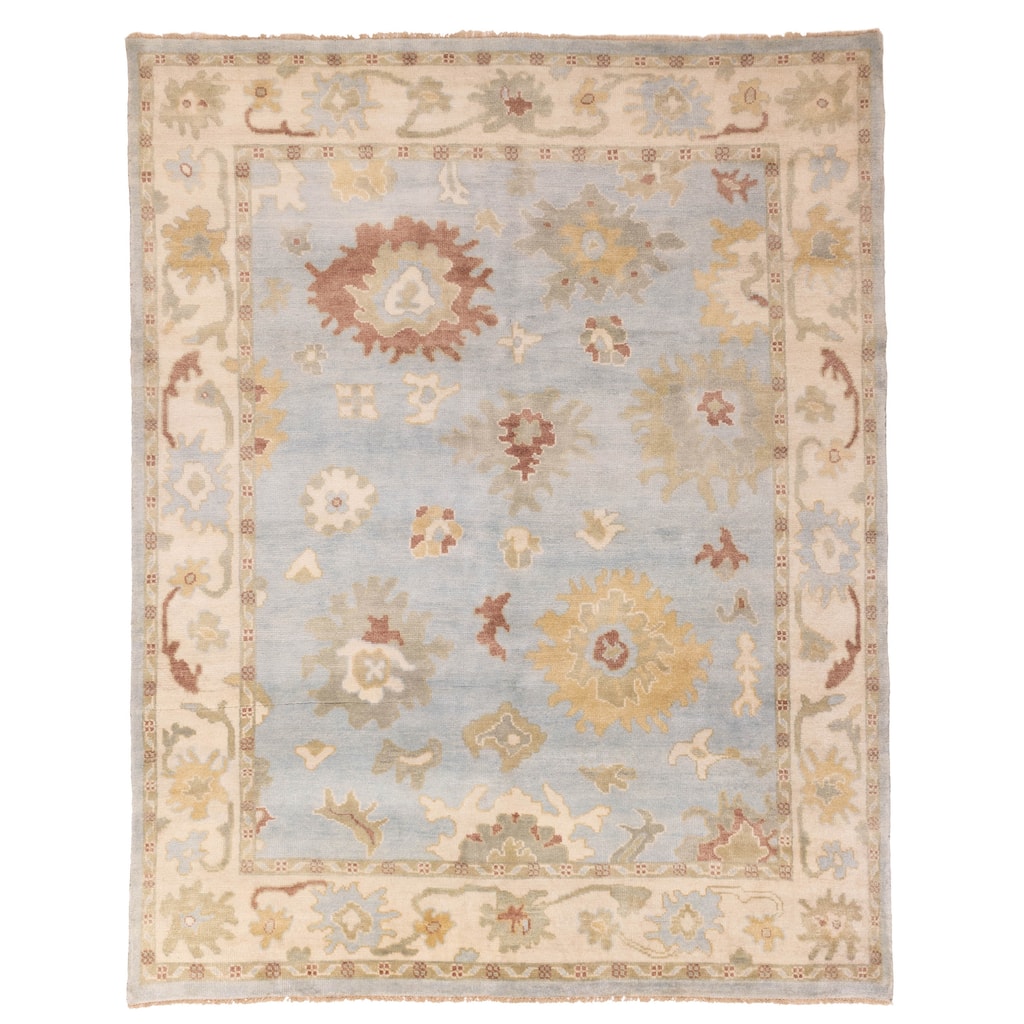 ECARPETGALLERY Hand-knotted Modern Oushak Light Blue Wool Rug - 7'11 x 9'11