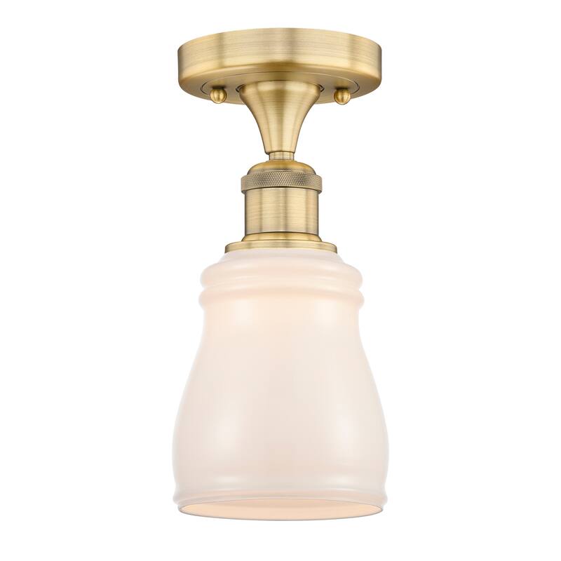 Innovations Lighting Ellery - 1 Light 5" Semi-Flush Mount - Brushed Brass/White