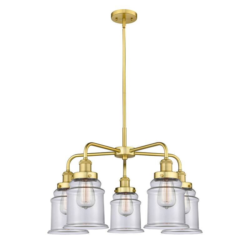 Innovations Lighting Canton - 5 Light 24" Stem Hung Chandelier - Clear/Satin Gold