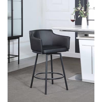 Somette Modern Club Counter Stool with Memory Swivel, Black