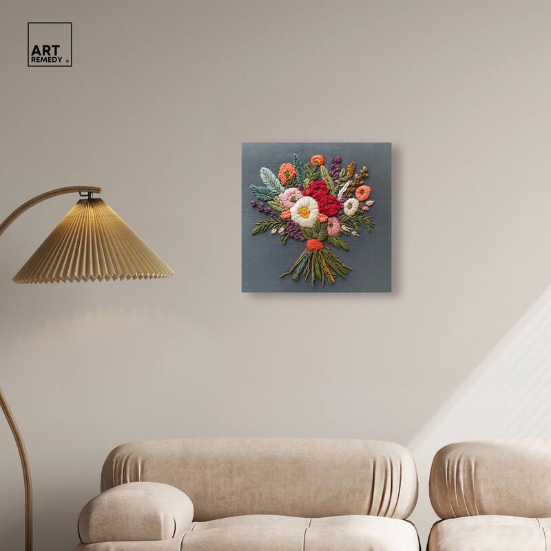 Stitched Bloom Bouquet I Canvas by Art Remedy, Gallery Wrapped