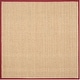preview thumbnail 50 of 169, SAFAVIEH Natural Fiber Marina Basketweave Seagrass Rug 3' x 3' Square - Natural/Red