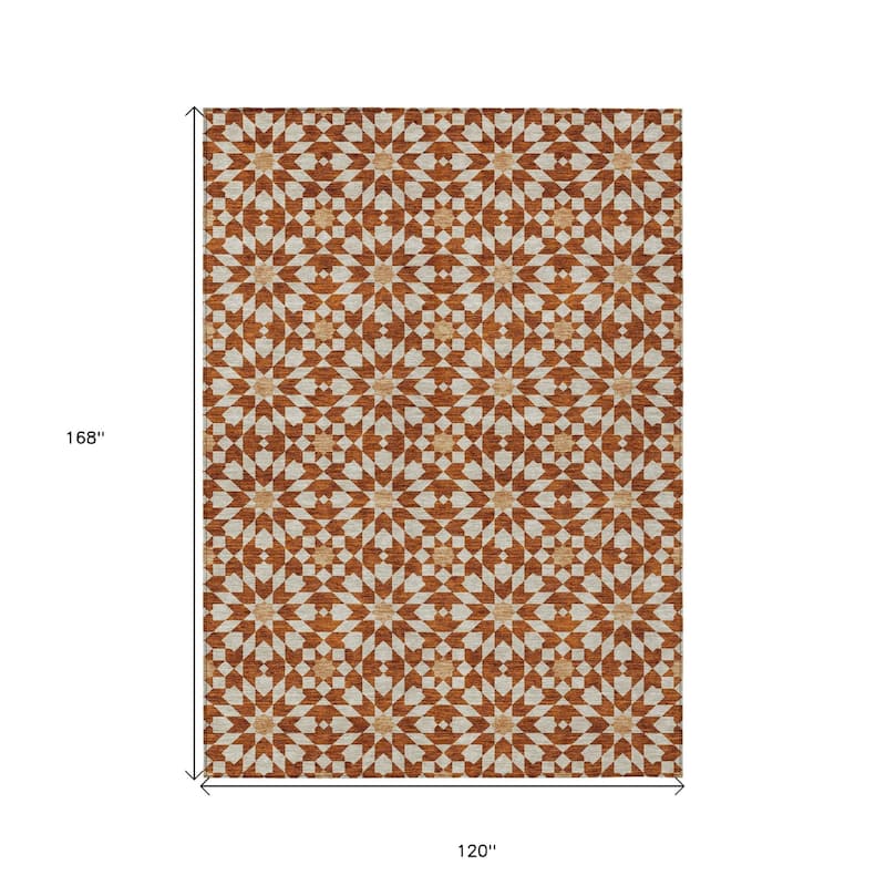 HomeRoots Floral Medallion Transitional Rectangle Outdoor Rug