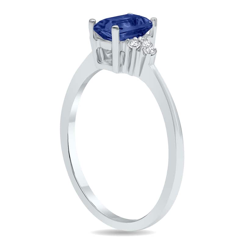 Sapphire and Diamond Regal Ring in 10k White Gold
