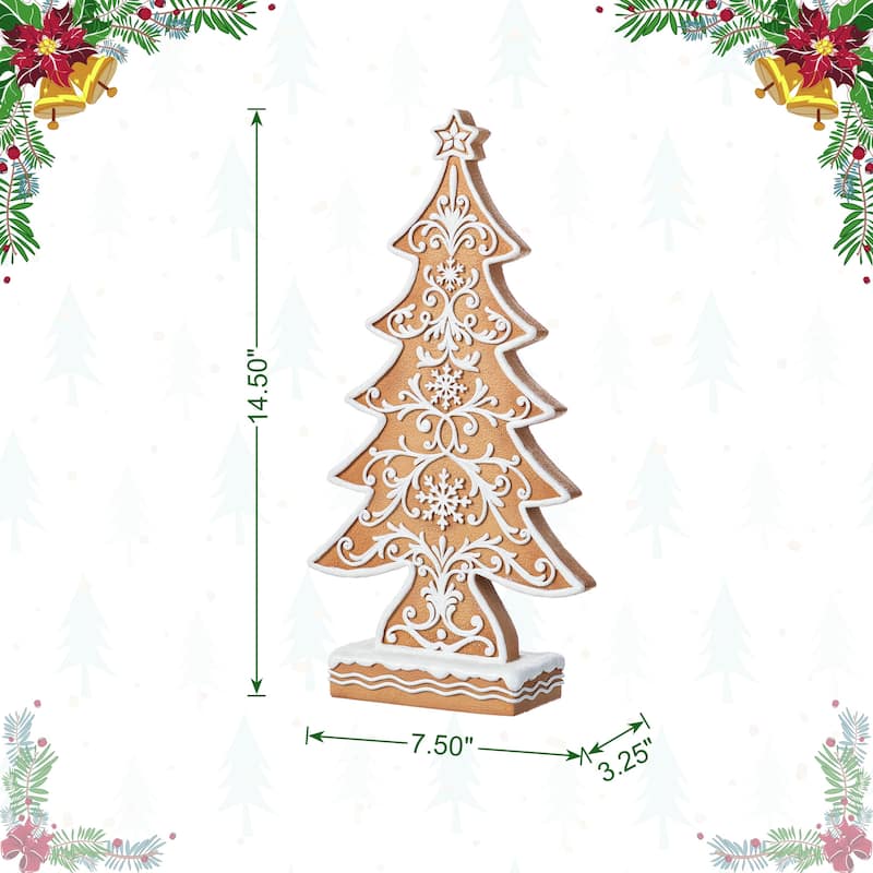 Glitzhome 14.5"H Resin Christmas Tree Table Decor