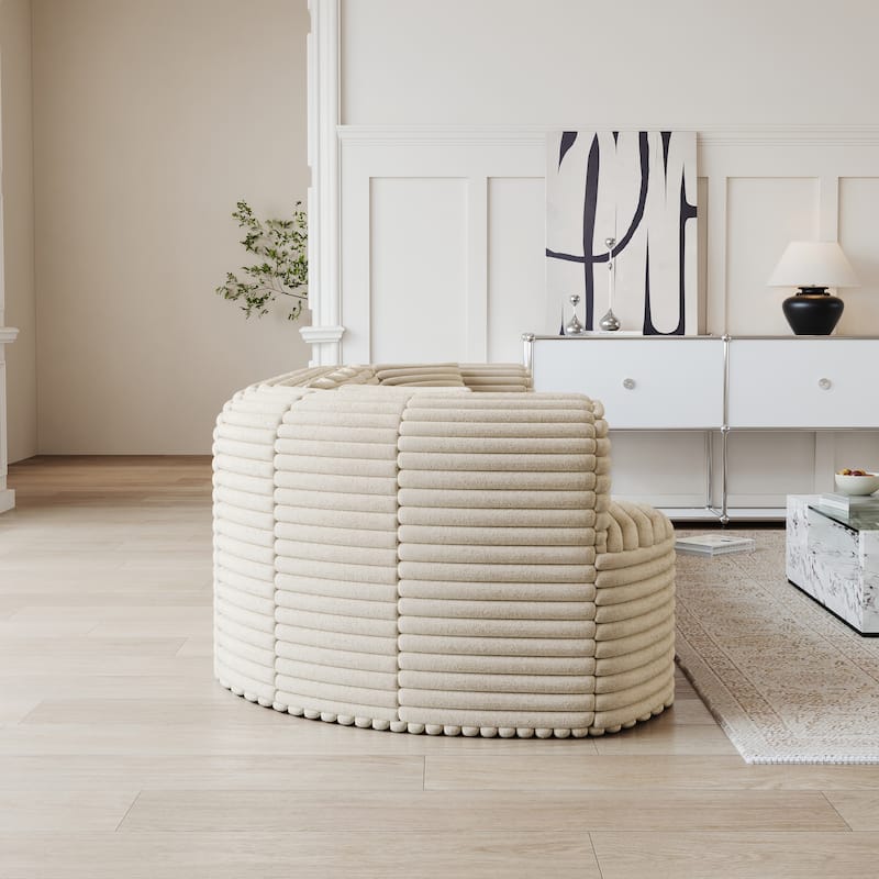 Oversized Modular Curved Sectional Sofa, Comfy Corduroy Upholstered Boneless Cloud Sofa, Memory Foam Floor Sofa with 6 Pillows