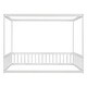 preview thumbnail 33 of 32, Wooden Full Size Canopy Bed Floor Bed with Fence,Guardrails