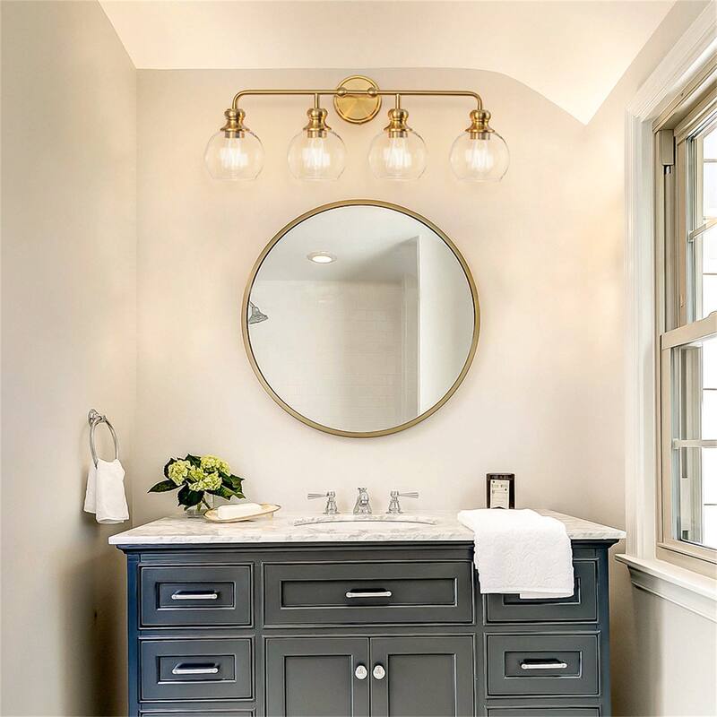 4-Light Dimmable Vanity Light with Clear Glass Shades