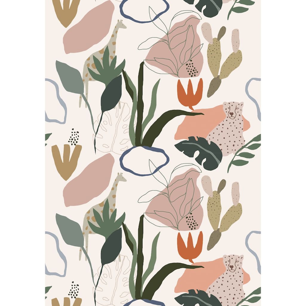 Galerie Wallcoverings Day Dreamers Collection Safari 78.7-Inches Wide x 9.3-Feet High 4-Panel Wall Mural