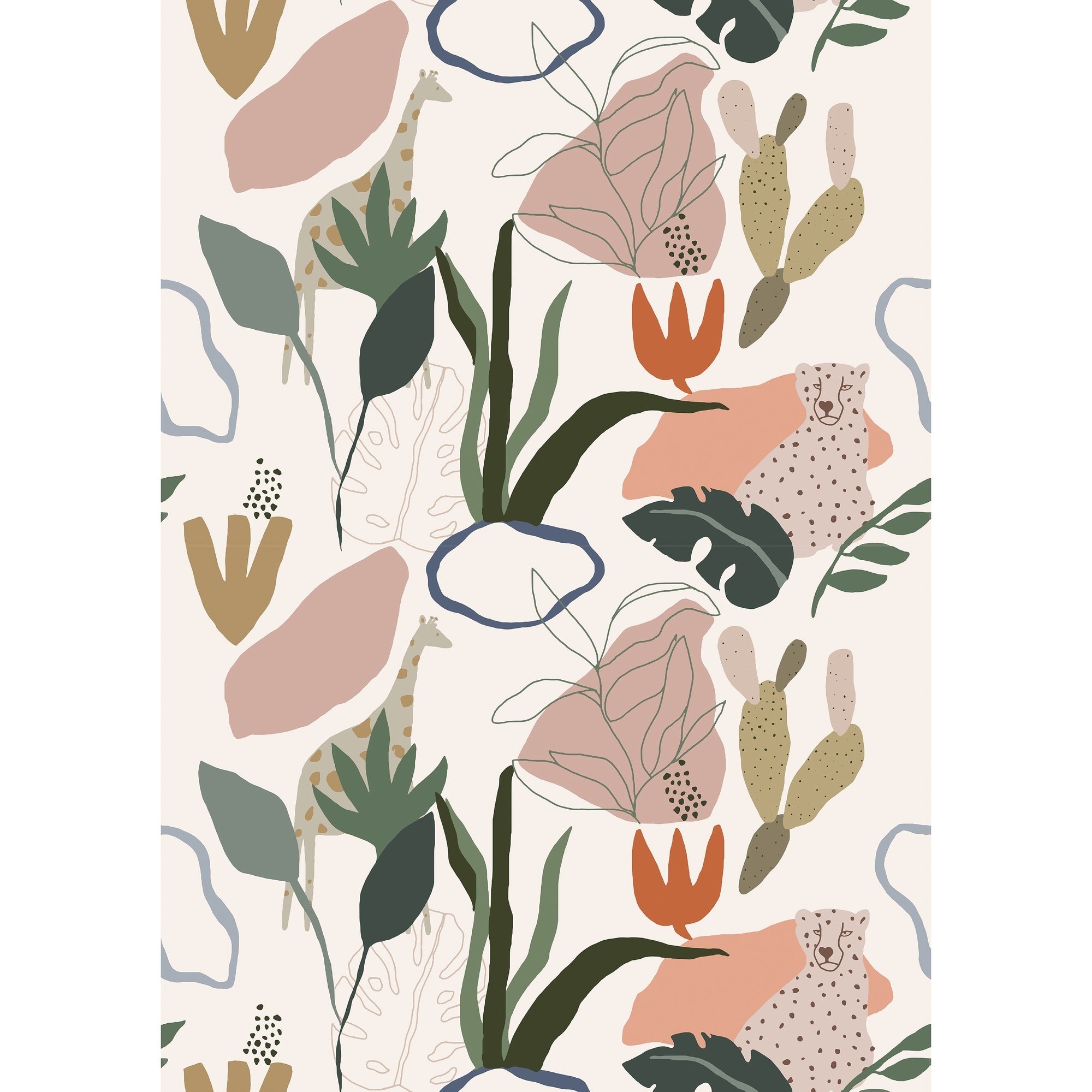 Galerie Wallcoverings Day Dreamers Collection Safari 78.7-Inches Wide x 9.3-Feet High 4-Panel Wall Mural