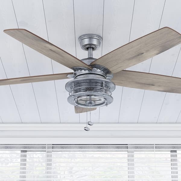 slide 2 of 10, 52" Honeywell Foxhaven Indoor/Outdoor Rustic Farmhouse Ceiling Fan, Galvanized
