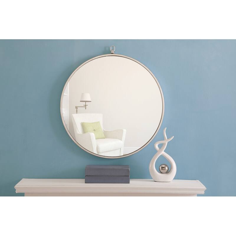 Strick & Bolton Patti Metal 24-inch Round Mirror with Decorative Hook