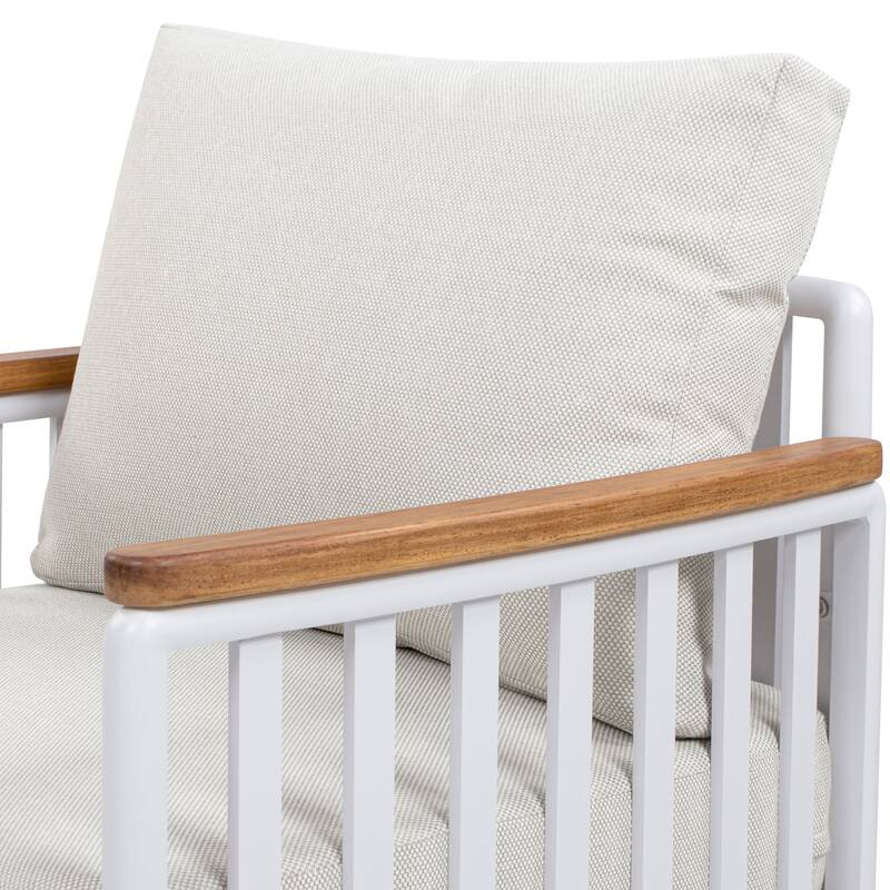 Calarono 29" Teak & Aluminum Patio Accent Arm Chair Set of 2 Sand Dune Chenille
