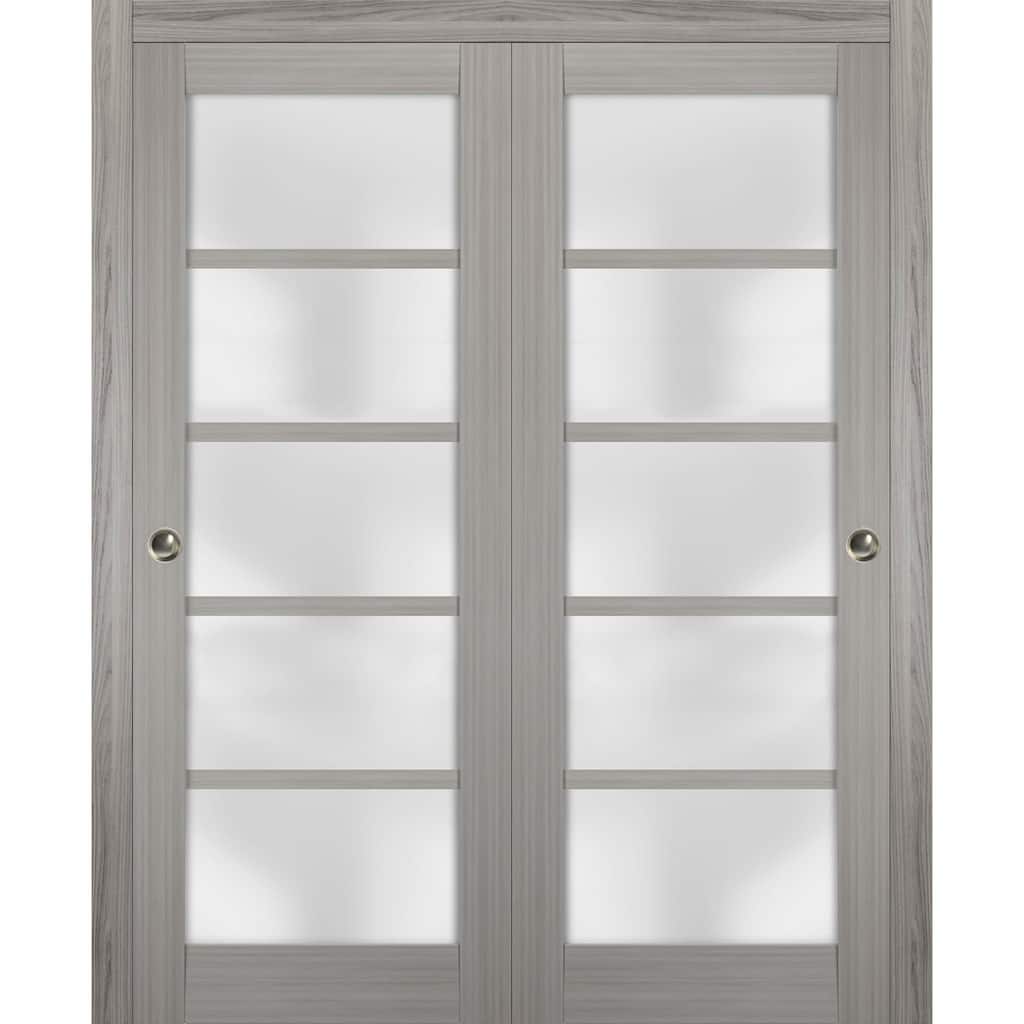 SartoDoors Quadro 4002 | Bedroom Door Interior Door | Solid Wood w/ Glass | Hardware Set | 36x80, Custom Bathroom Door