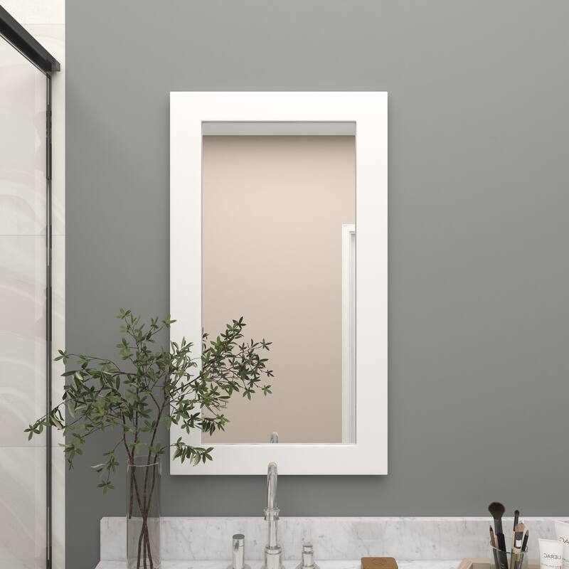 White Wooden Room Wall Mirror