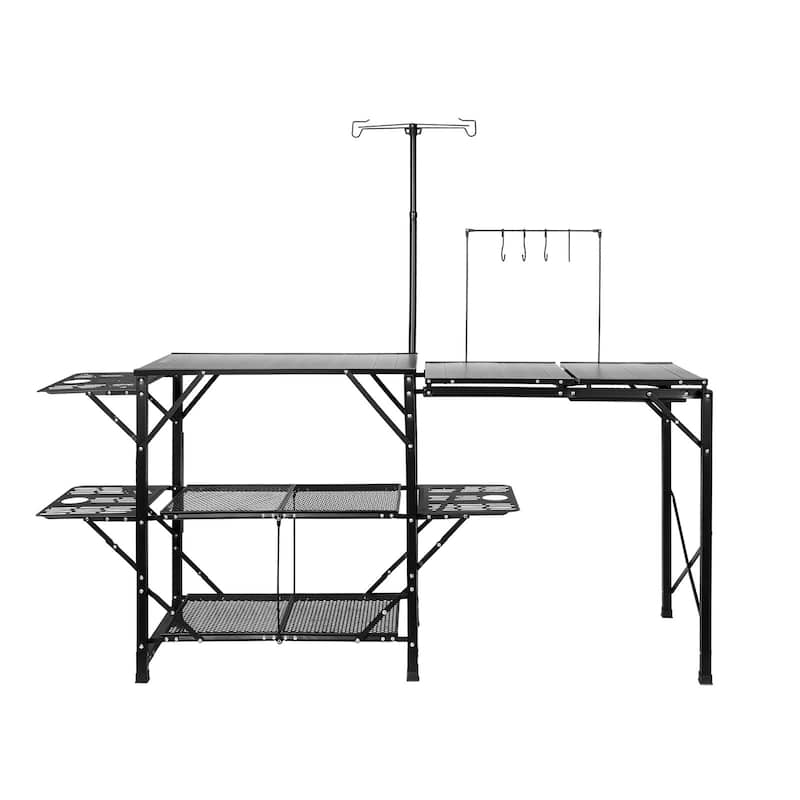 Anmytek Folding Camping Kitchen Table with Sink and Shelves