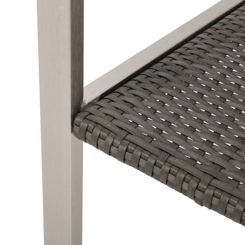 Outdoor Wicker Dining Chairs Set of 2, Gray Rattan Style with Aluminum Frame, Weather Resistant Design for Patio Garden Use