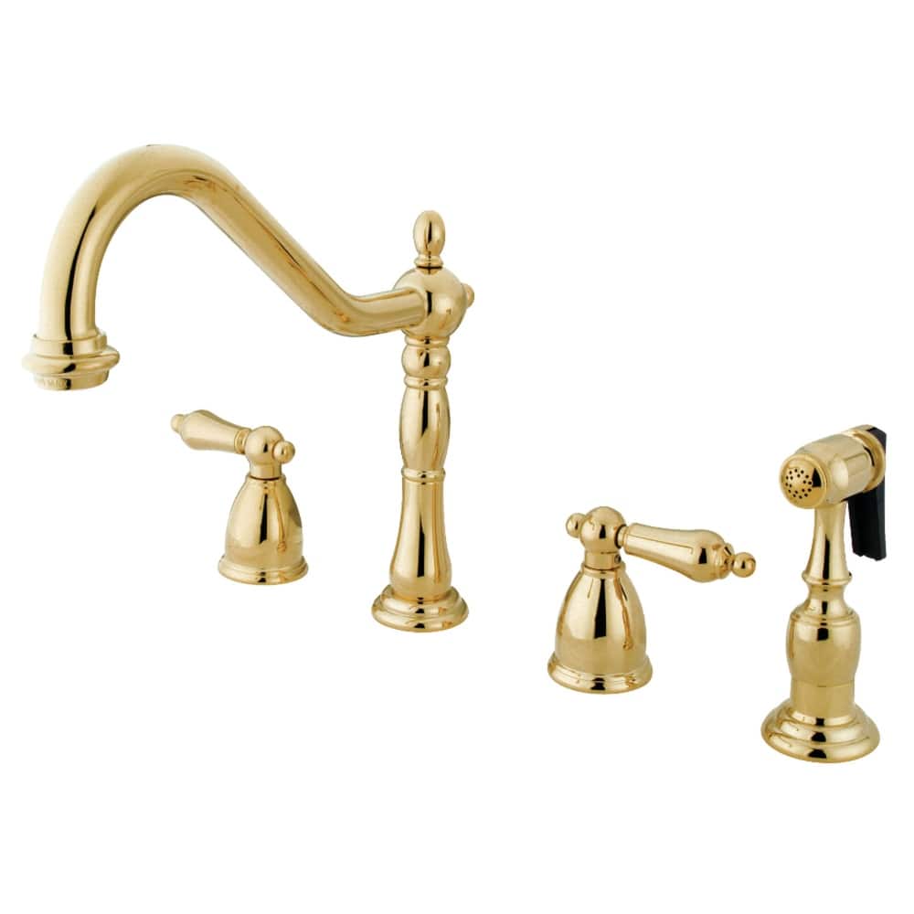 Heritage 8-Inch Widespread Kitchen Faucet with Brass Sprayer
