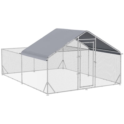 PawHut Large Chicken Coop Metal Chicken Run for Chickens with Waterproof and Anti-UV Cover