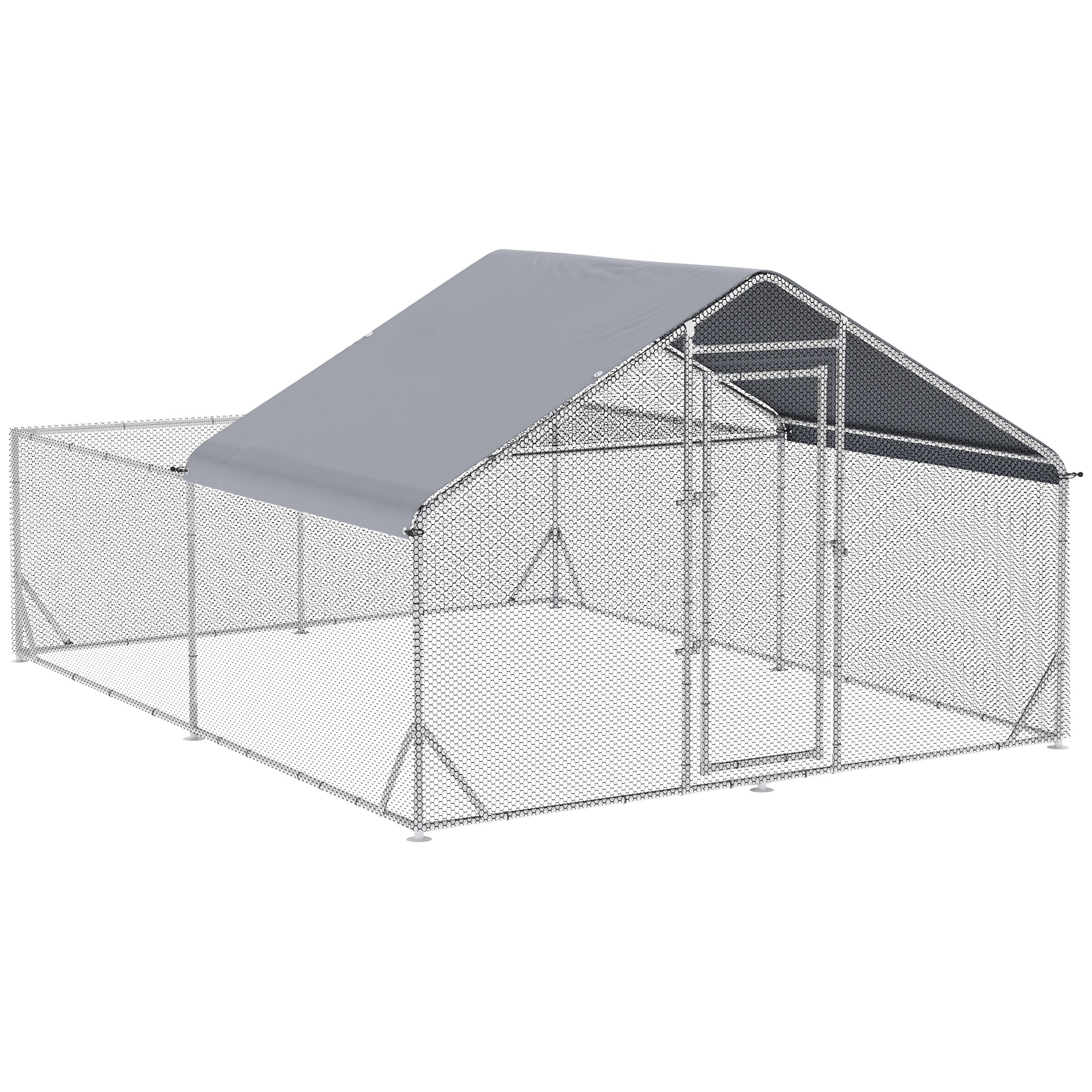 PawHut Large Chicken Coop Metal Chicken Run for Chickens with Waterproof and Anti-UV Cover