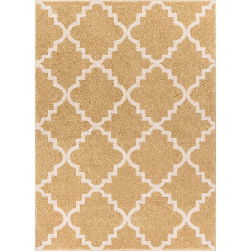 Well Woven Bright Trendy Twist Iron Trellis Lattice Contemporary Moroccan Geometric Entryway Mat Area Rug (2'3 x 3'11)