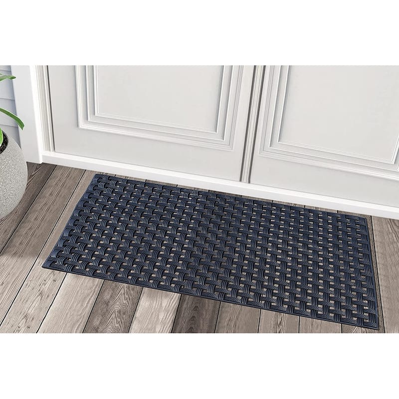 A1HC Basket Weave Design Indoor/Outdoor Decorative Durable Rubber Doormat 32"X48"