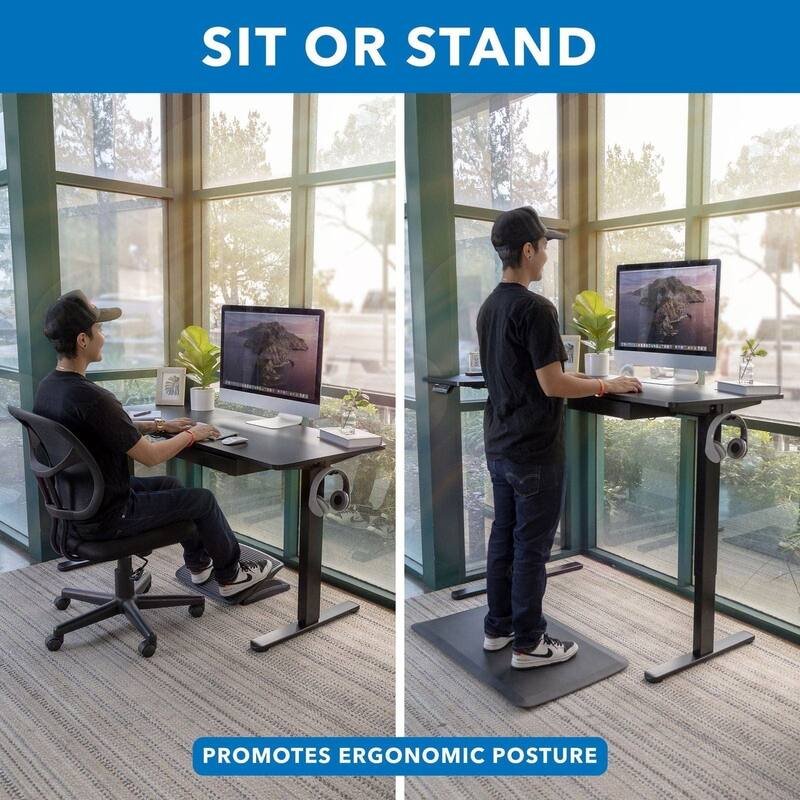 Mount-It! 57"W L-Shaped Adjustable Particle Board Standing Desk, Black (MI-15002)