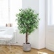 preview thumbnail 2 of 5, Tall Artificial Ficus Tree with Natural Wood Trunk for Indoor/Outdoor Decor