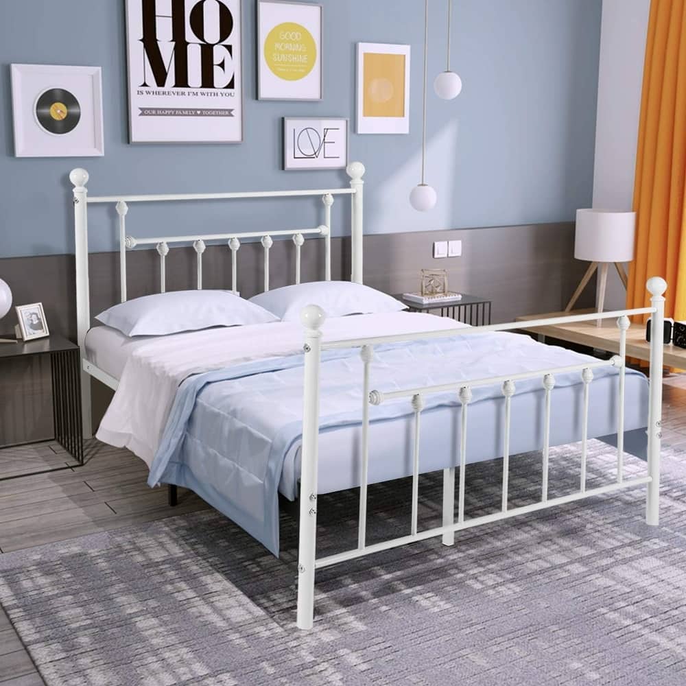 Victorian Platform Bed Frame With Headboard and Footboard Twin/Full/Queen Size Beds