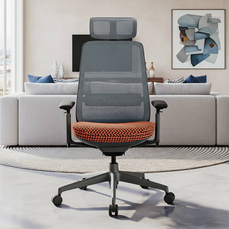 Ergonomic Office Chair, Mesh High Back, 4D Arms, Lumbar Support, Coral