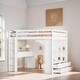 preview thumbnail 1 of 16, Storage Loft Bed with Shelves, Drawers, Writing Desk and Led Light, Full Size White