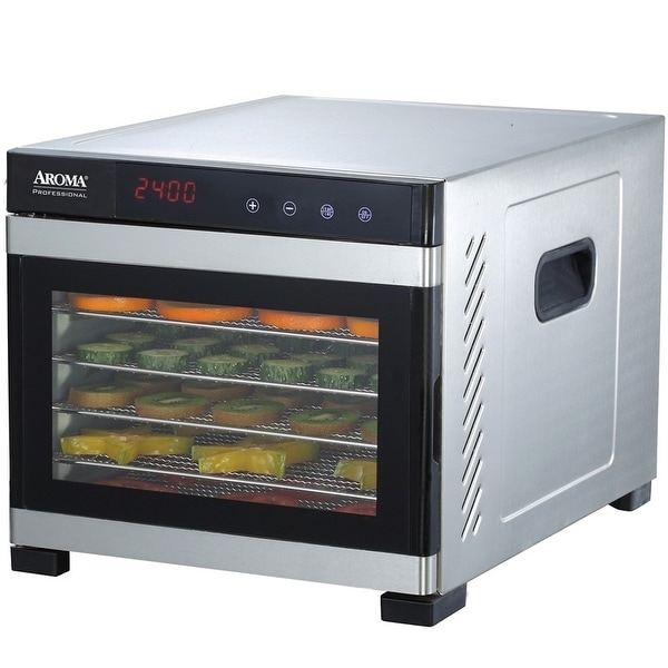 Aroma AFD965SD 6 Tray Black Electric Food Dehydrator with Glass Door