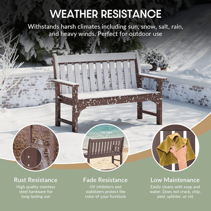 Polytrends Laguna 3-Piece Outdoor Patio Bench Set With Coffee Table