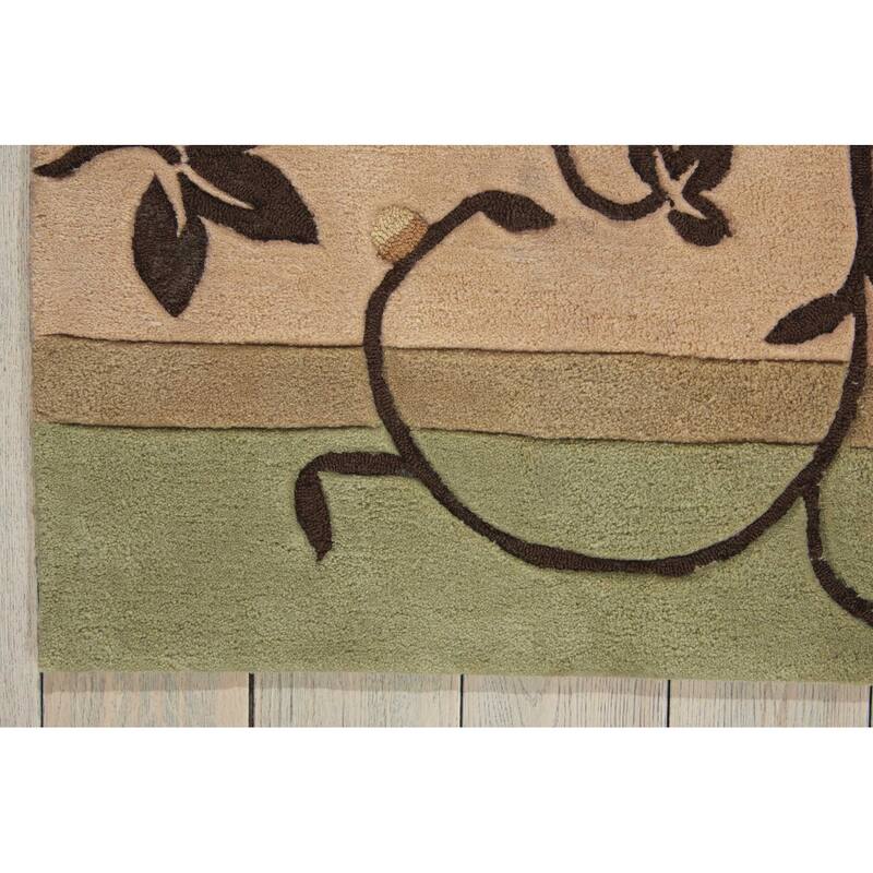 HomeRoots Black Gray and Tan Floral Vines Area Rug - 111' X '87' X '0.5