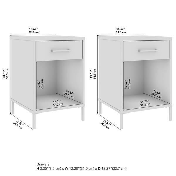 Bush Furniture Essence Living Room End Table with Drawer (Set of 2 ...