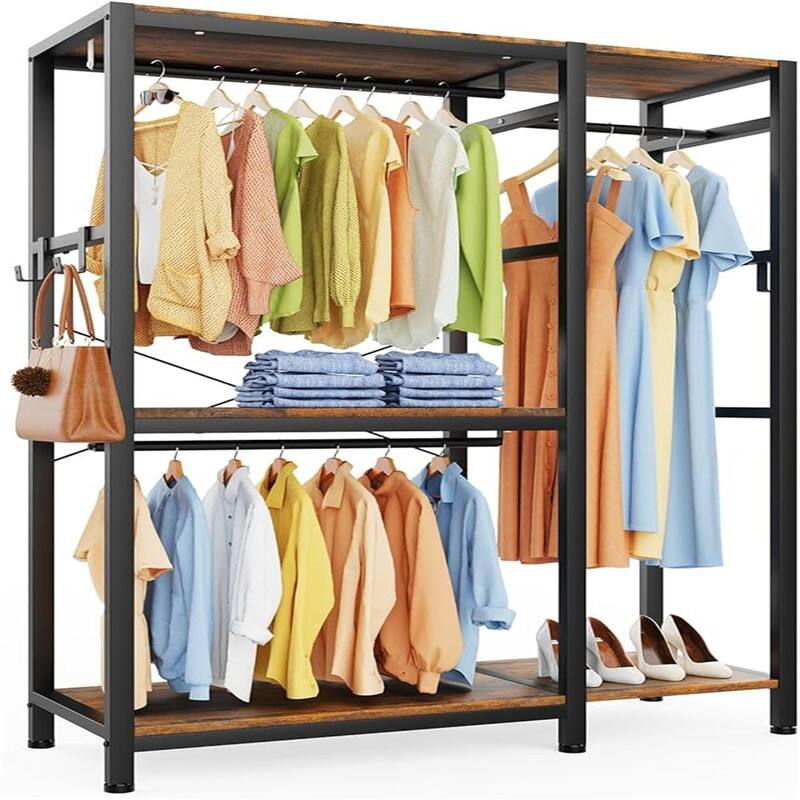 Free Standing closet organizer Heavy Duty clothes - 15.75"D x 47.24"W x 71.65"H
