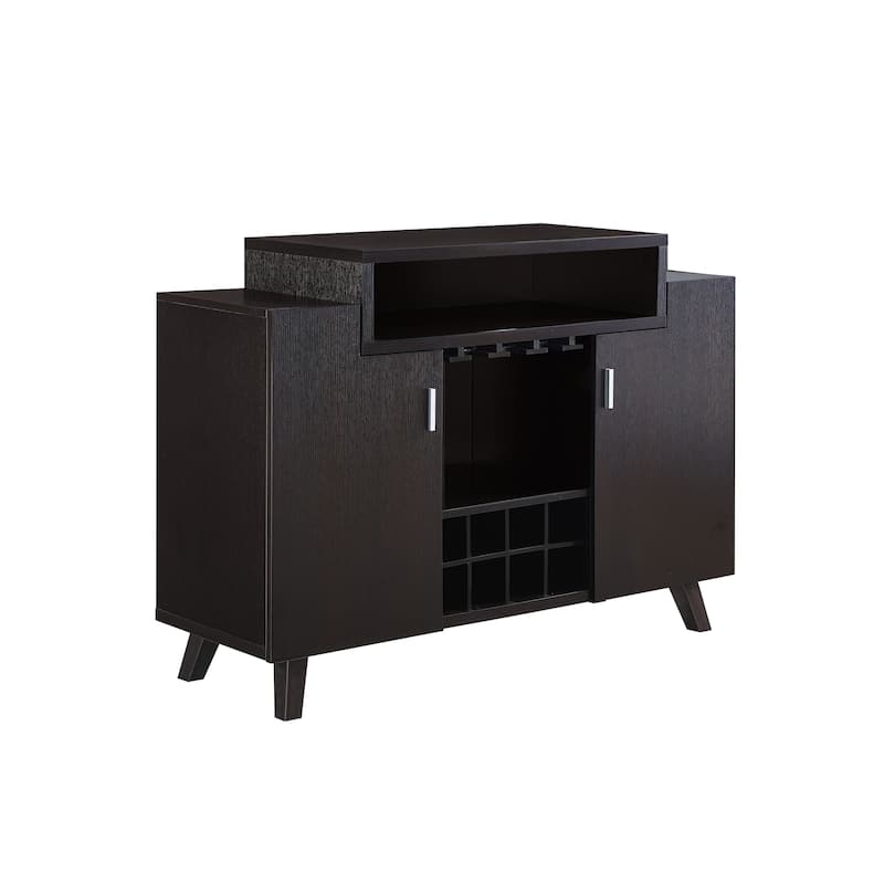 Furniture of America Hafley Contemporary 8-shelf Wine Cabinet Buffet - Cappuccino