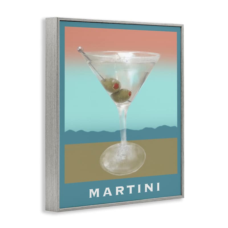 Stupell Martini over Muted Tones Framed Giclee Art Design By Matthew Piotrowicz