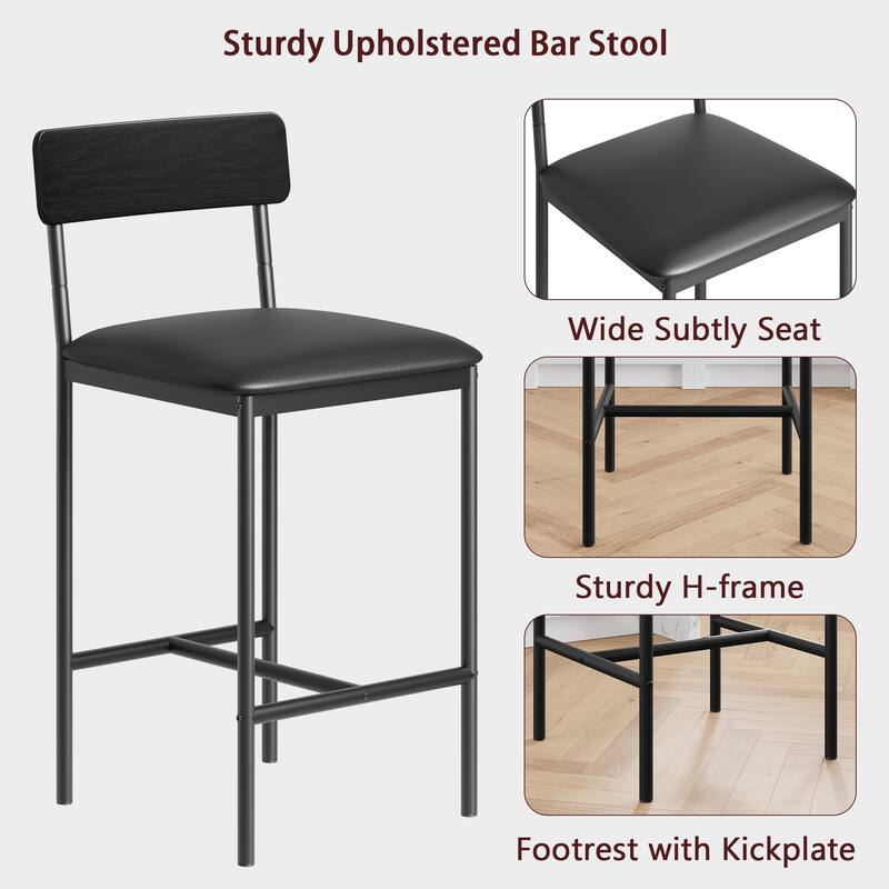 Bar Stools Set of 4, Kitchen Bar Stools with Footrest