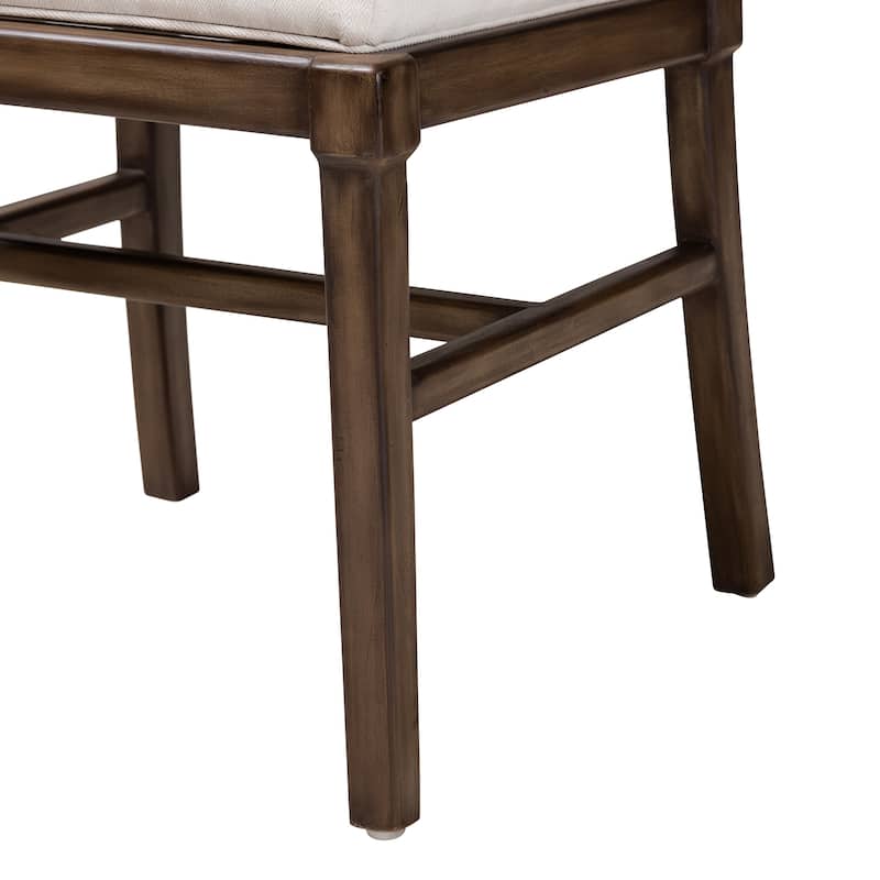 Porsha Modern Bohemian Dark Brown Finished Mahogany Wood and Natural Rattan Dining Chair