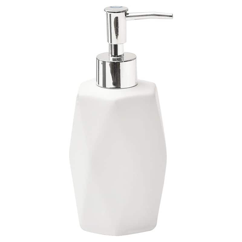 Diamond Bath Set Accessories White or Black - Lotion Soap Dispenser Only - White