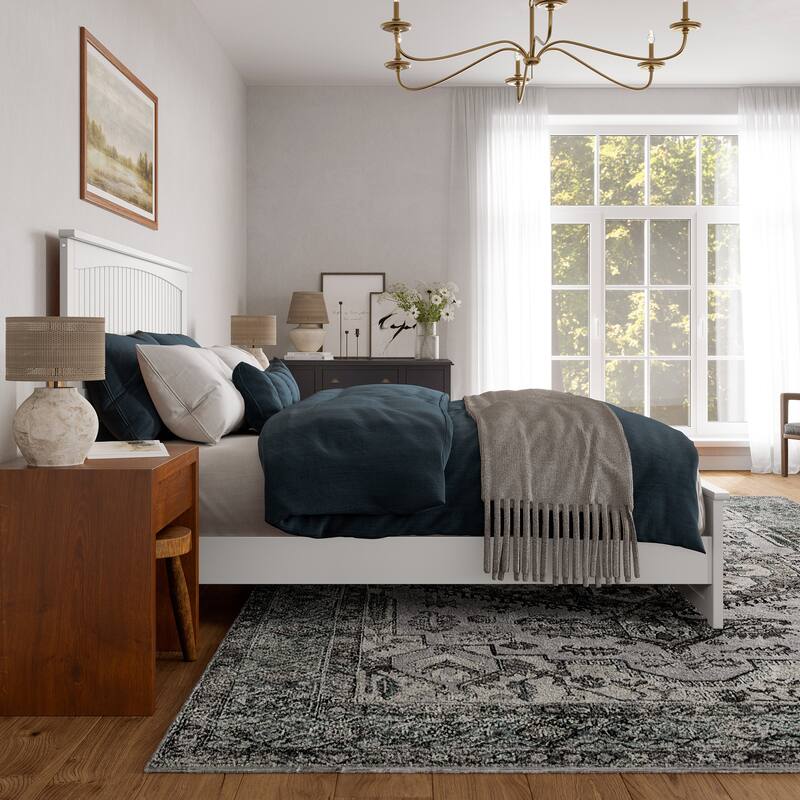 Naples Solid Wood Low Profile Platform Bed with Matching Footboard