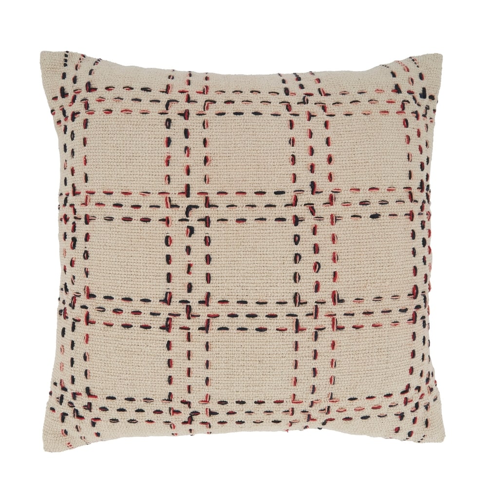 Stitched Checkered Design Throw Pillow