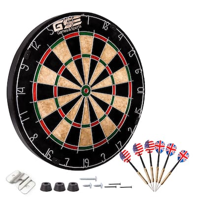 GSE™ 18" Regulation Size Bristle Dart Board Game Set. Professional Sisal Dartboard with Six 17 Grams Steel Tip Darts - 18-Inch
