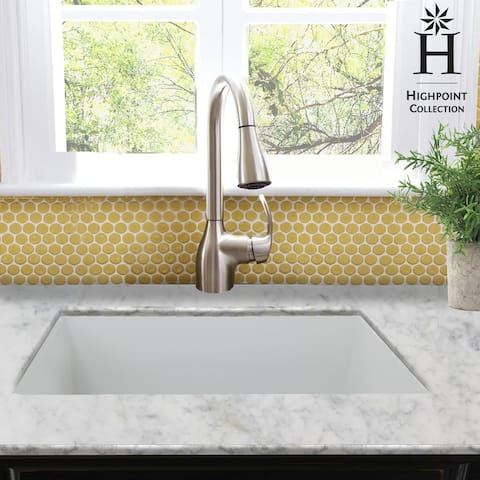 Highpoint Collection Undermount Fireclay Kitchen or Bar Sink - 23.5 x 18 x 9 inches